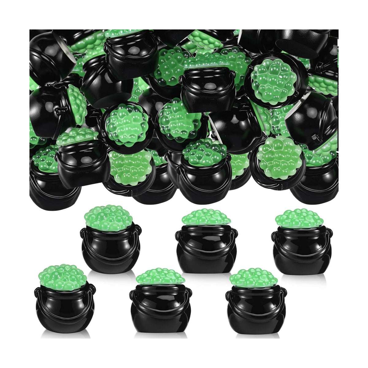 RoundFunny 50 Pcs Mini Black Cauldron Figurines Resin Witch Party Favors