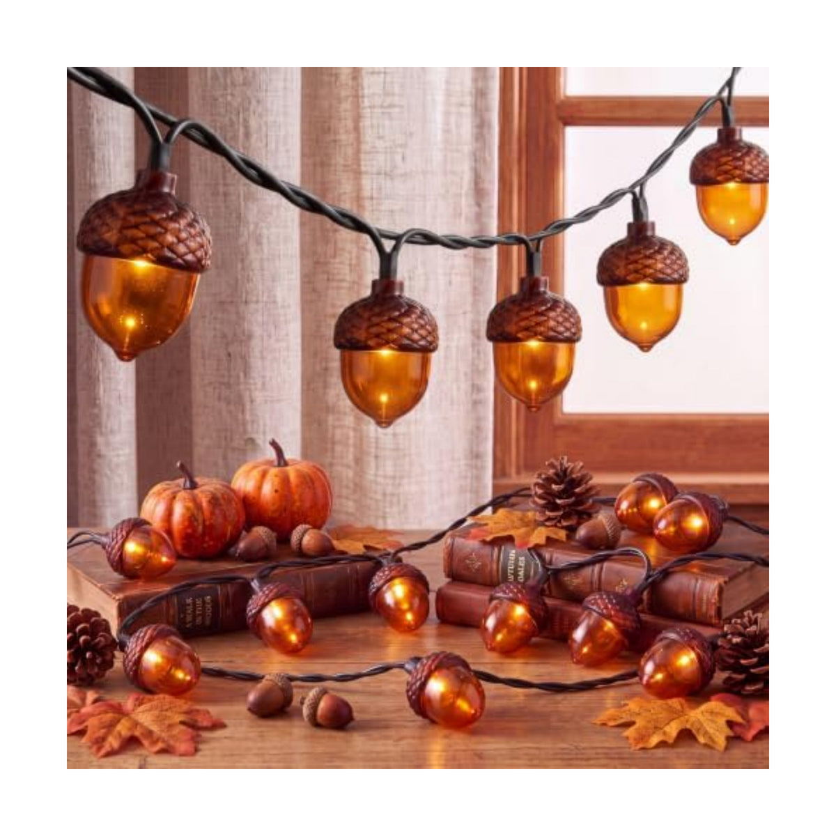 8.5 FT Fall String Lights with 10 LED 3D Acorn Plug in Autumn Décor Lights