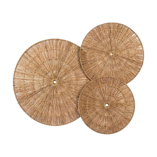 Large Seagrass Wicker Hanging Basket Decor for Boho Farmhouse Living Room / Moonlight / Set of 3