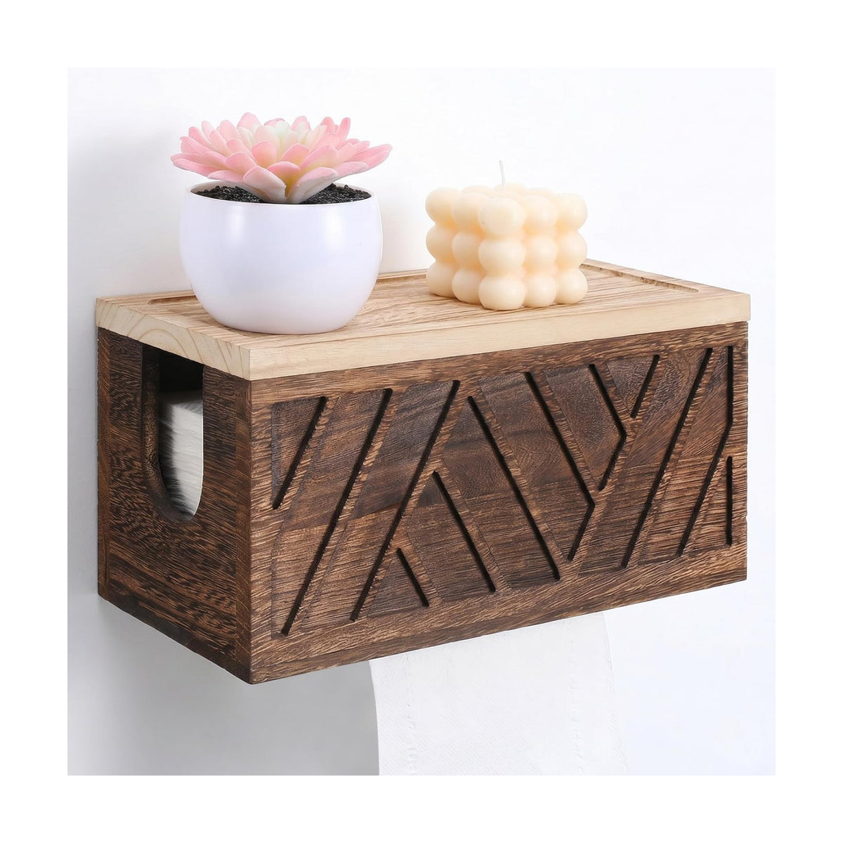 Paper Towel Dispenser Wall Mount Paper Towel Holder with Lid Solid Wood Commercial C-Fold, Z-Fold Hand Papers Towels