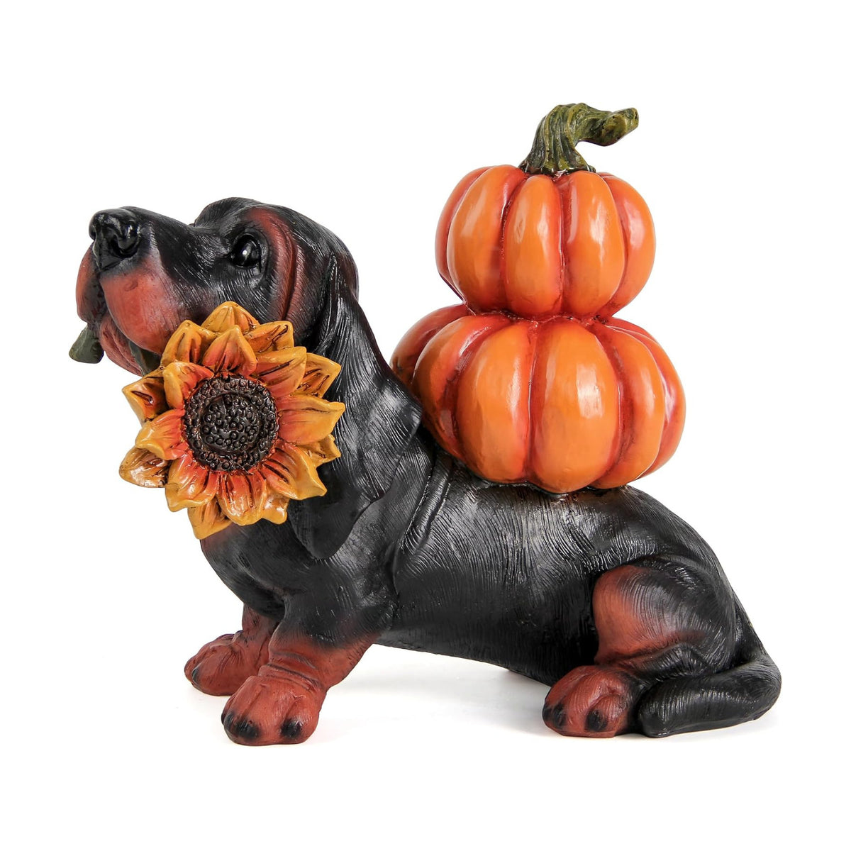 Thanksgiving Dachshund Dog Statue, Fall Pumpkin Dog Figurine Decor