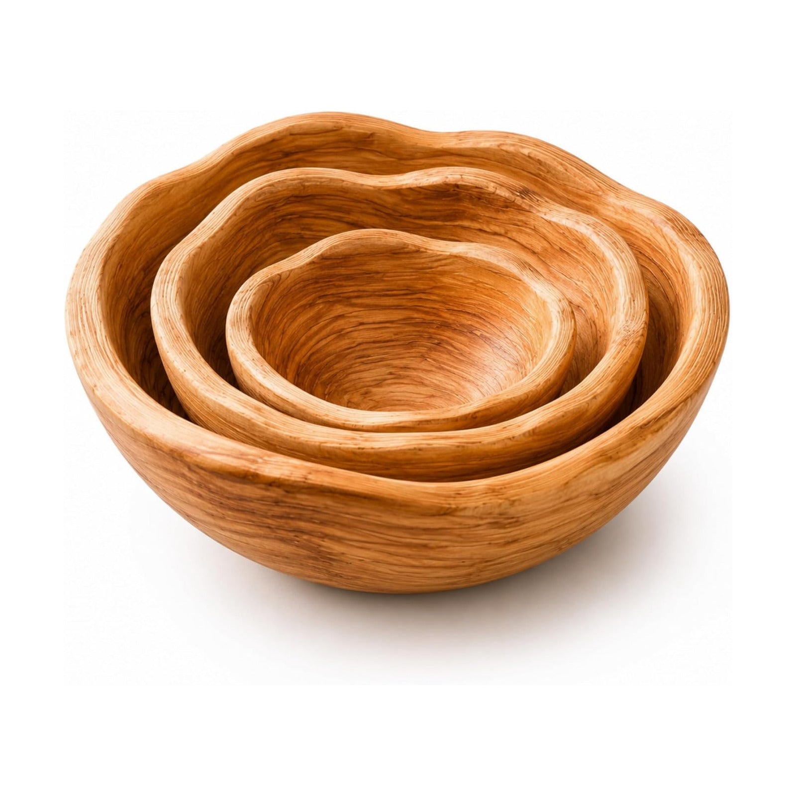 Wooden Bowls Decorative 8"-14" Handmade Wood Fruit Bowl Creative 3 Sizes Rustic / Natural / Set of 3