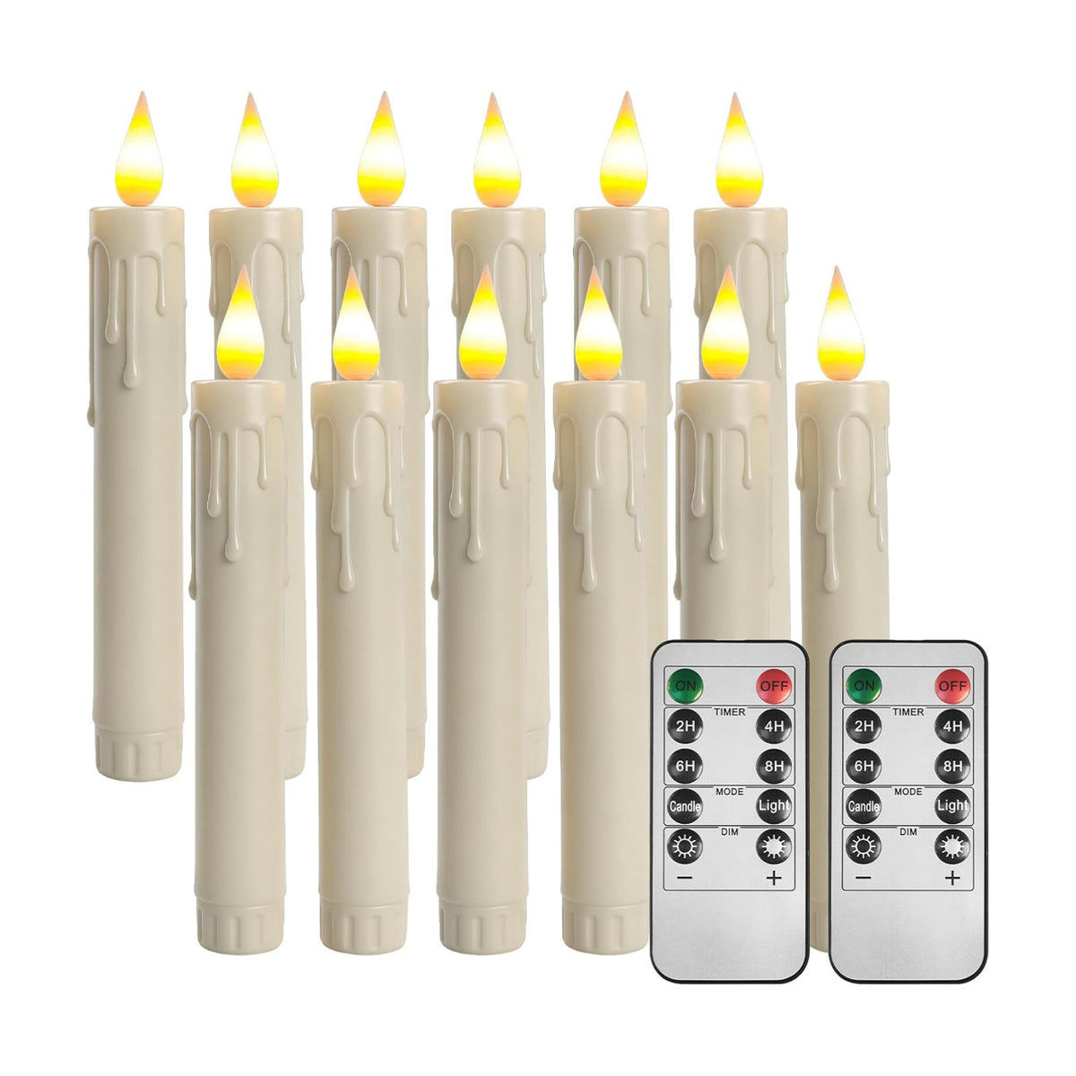 6.7 Inch Flameless Taper Candles with 2 Remotes LED Candlesticks Battery Operated Realistic Flickering Flame, for
