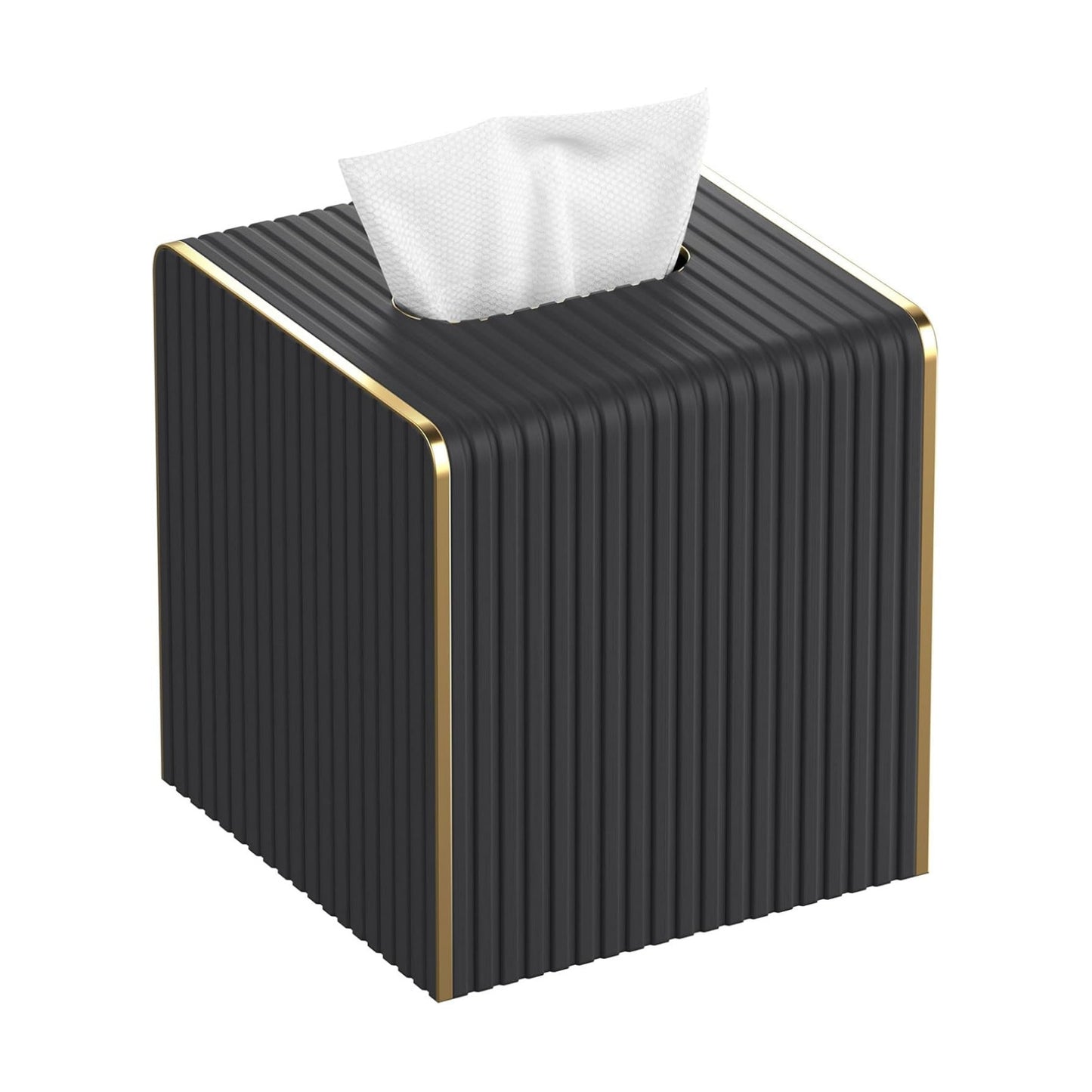 Tissue Box Cover Square / Blacks / Gold