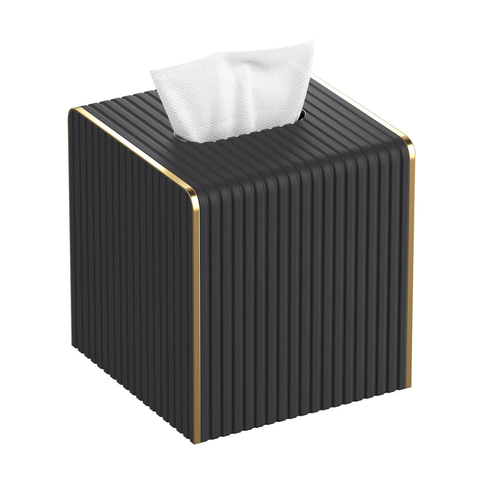 Tissue Box Cover Square / Blacks / Gold