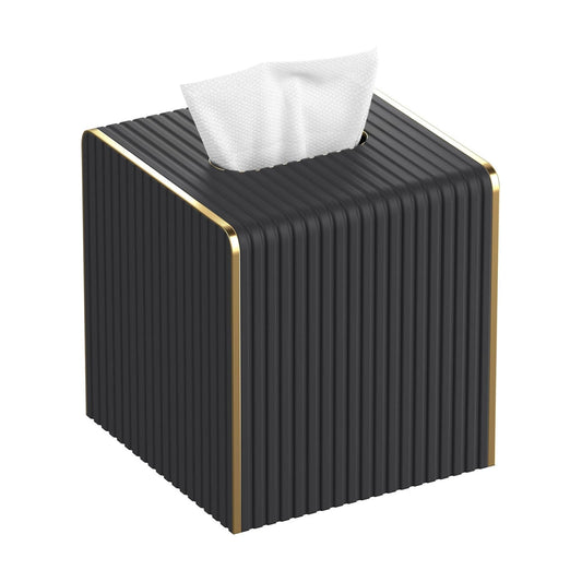 Tissue Box Cover Square / Blacks / Gold
