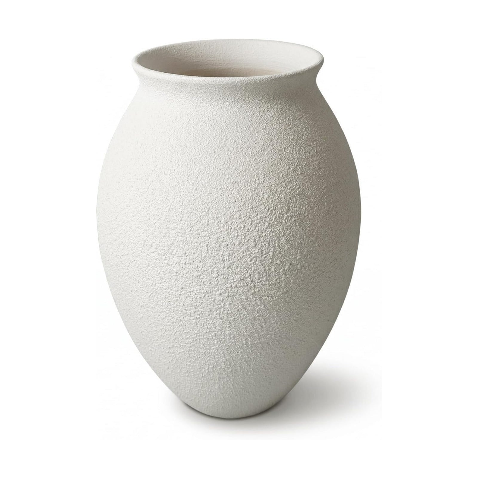 Textured Ceramic Vase / Sandstone White / 10.2 Inch