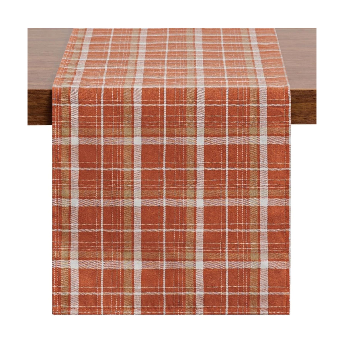Softalker Fall Checkered Tartan Table Runner, Orange, 13 x 48 Inch
