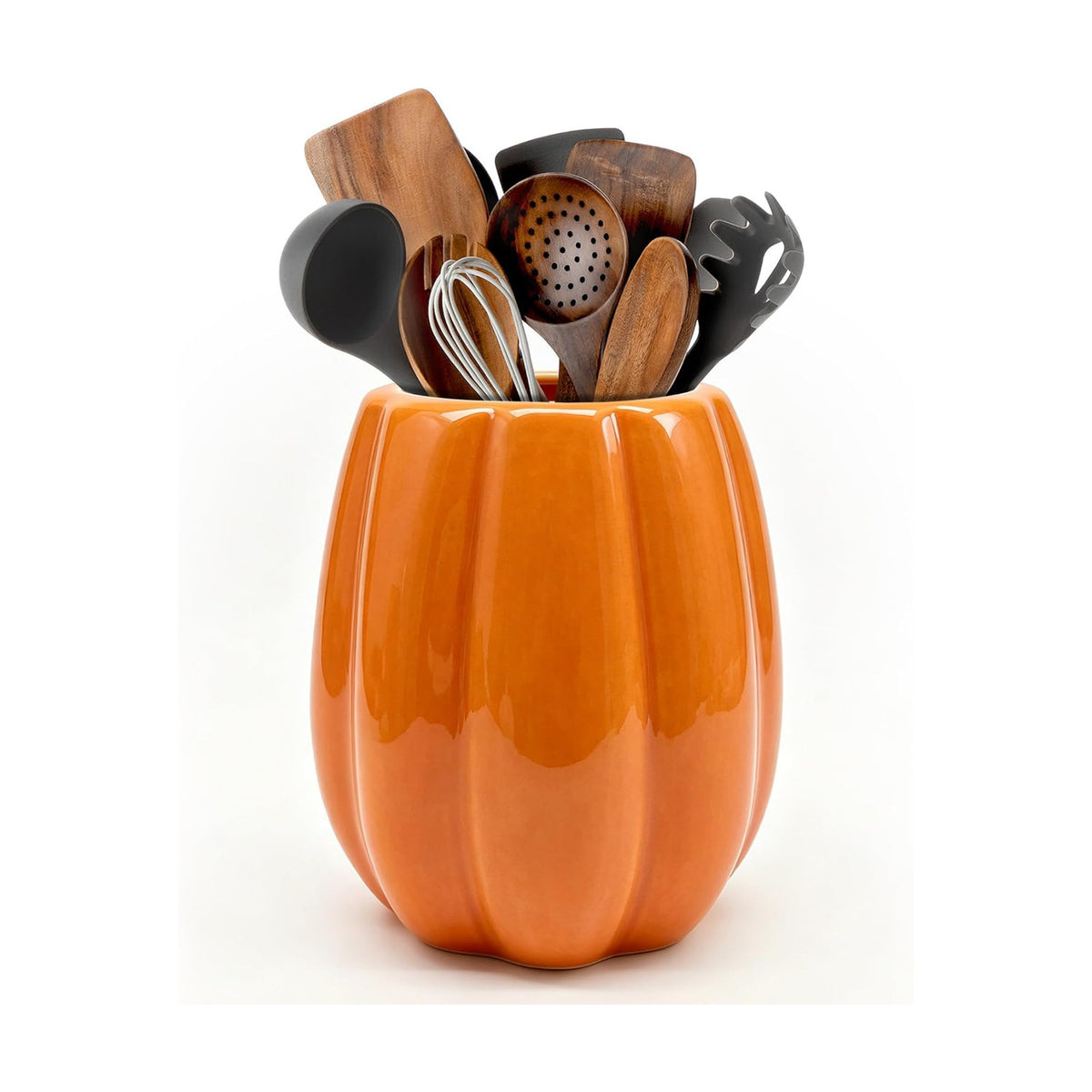 pinata Fall Kitchen Decor, Ceramic Fall Pumpkin Utensil Holder