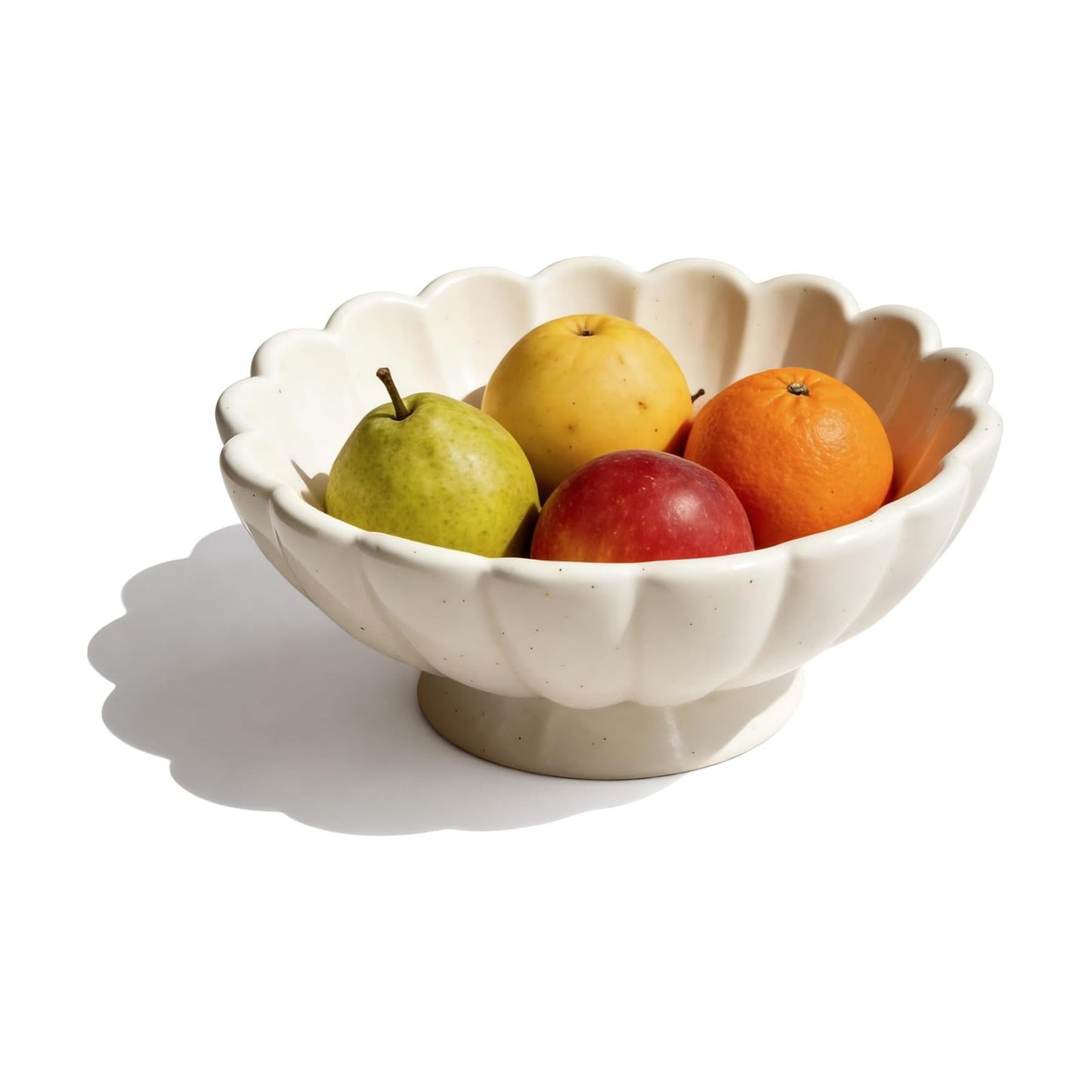 8- Medium Fluted Ceramic Decorative Bowl / Cream White