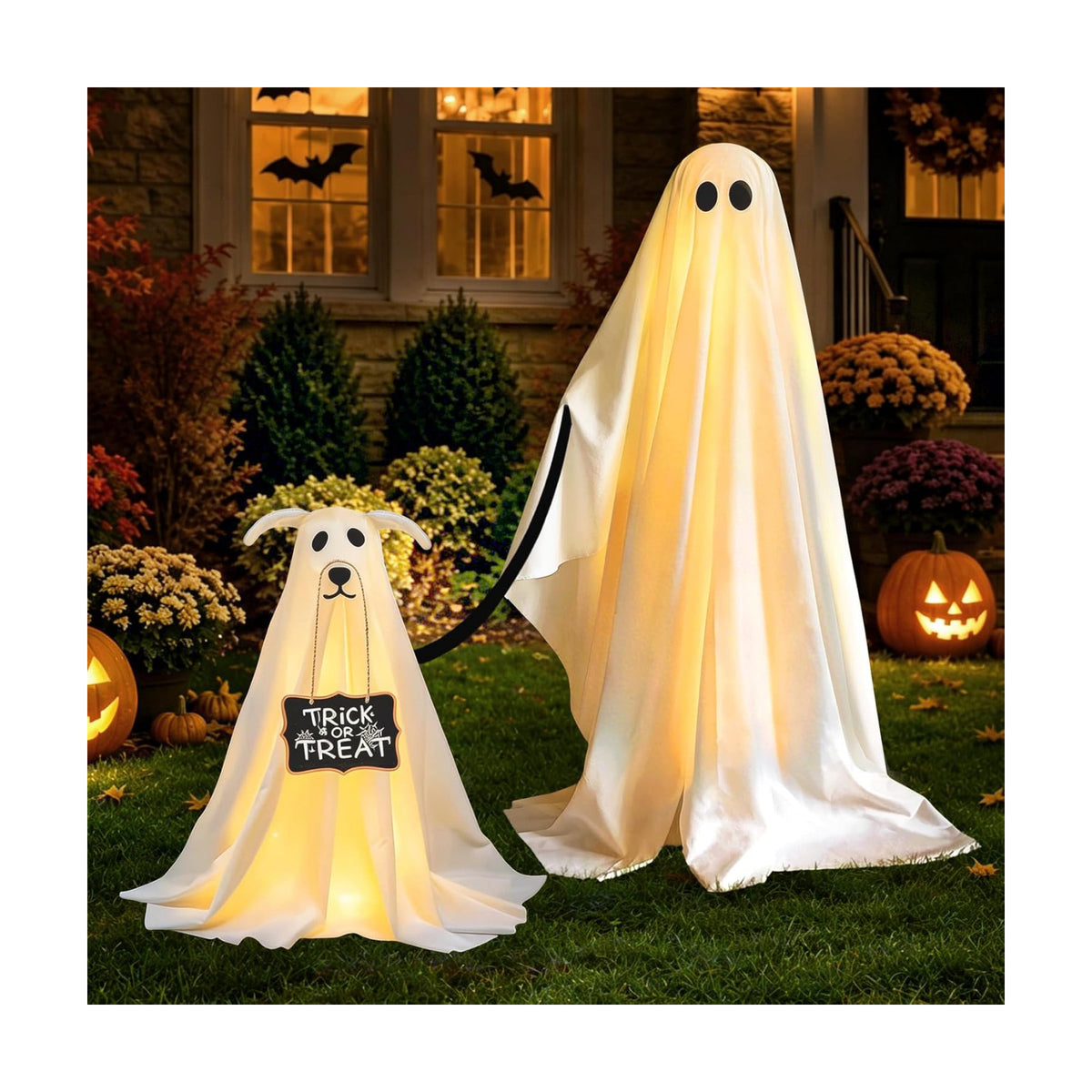 2 Pack Spooky Ghost Dog Halloween Decor Indoor for Party Decorations