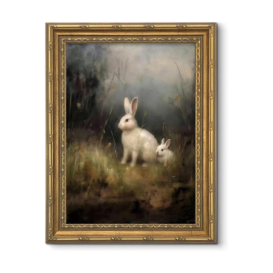 Moody Woodland in Forest / White Rabbits / 11"L x 9"W