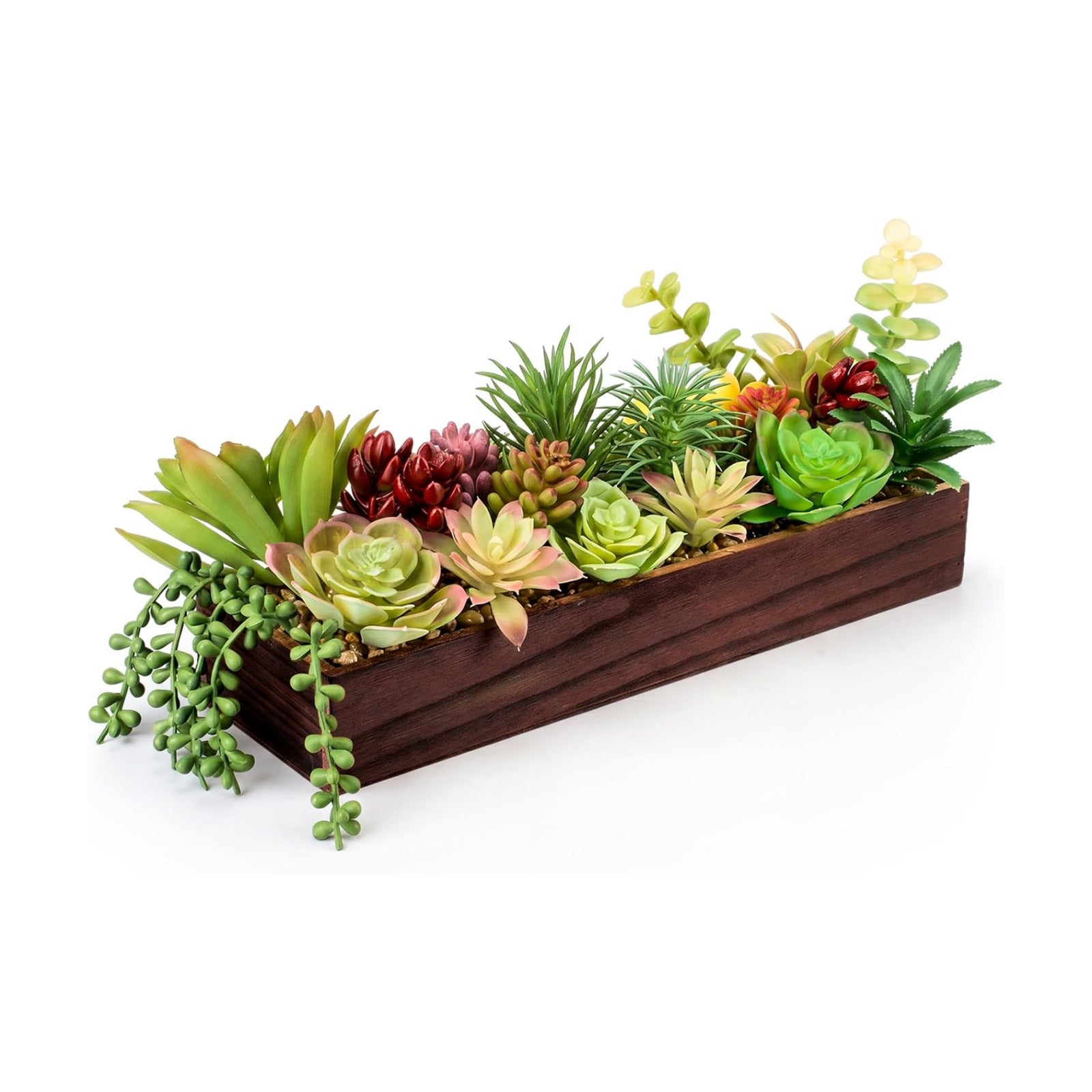 Artificial Succulent Arrangement Faux Succulents Plants in Rectangular / Brown / Retro / 16 Inch