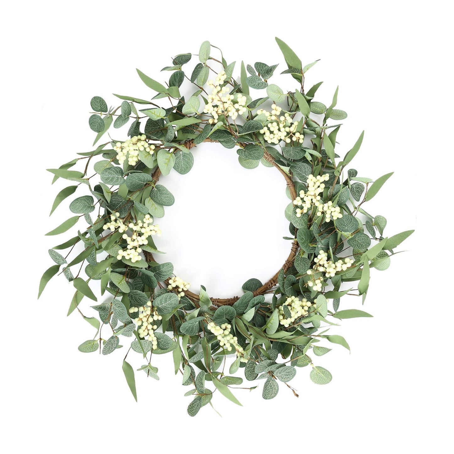 Pinkpum 20'' Eucalyptus Wreath for Front Door Porch Decor, Spring Summer