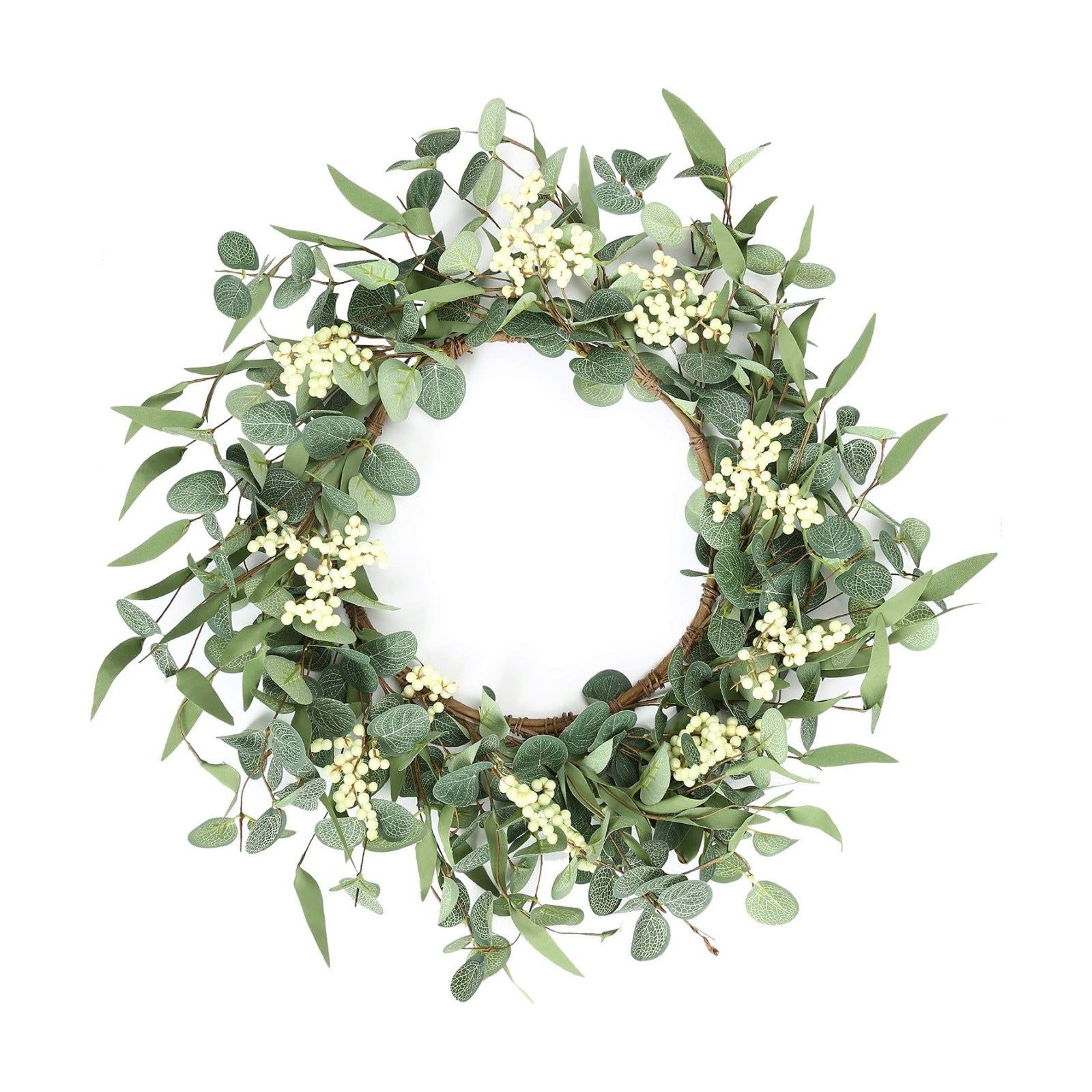 Pinkpum 20'' Eucalyptus Wreath for Front Door Porch Decor, Spring Summer