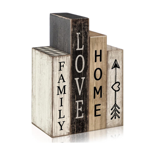 Farmhouse Table Decor Wooden Stacked Books Family Sweet Home Tiered / Family Love Home / Set of 4