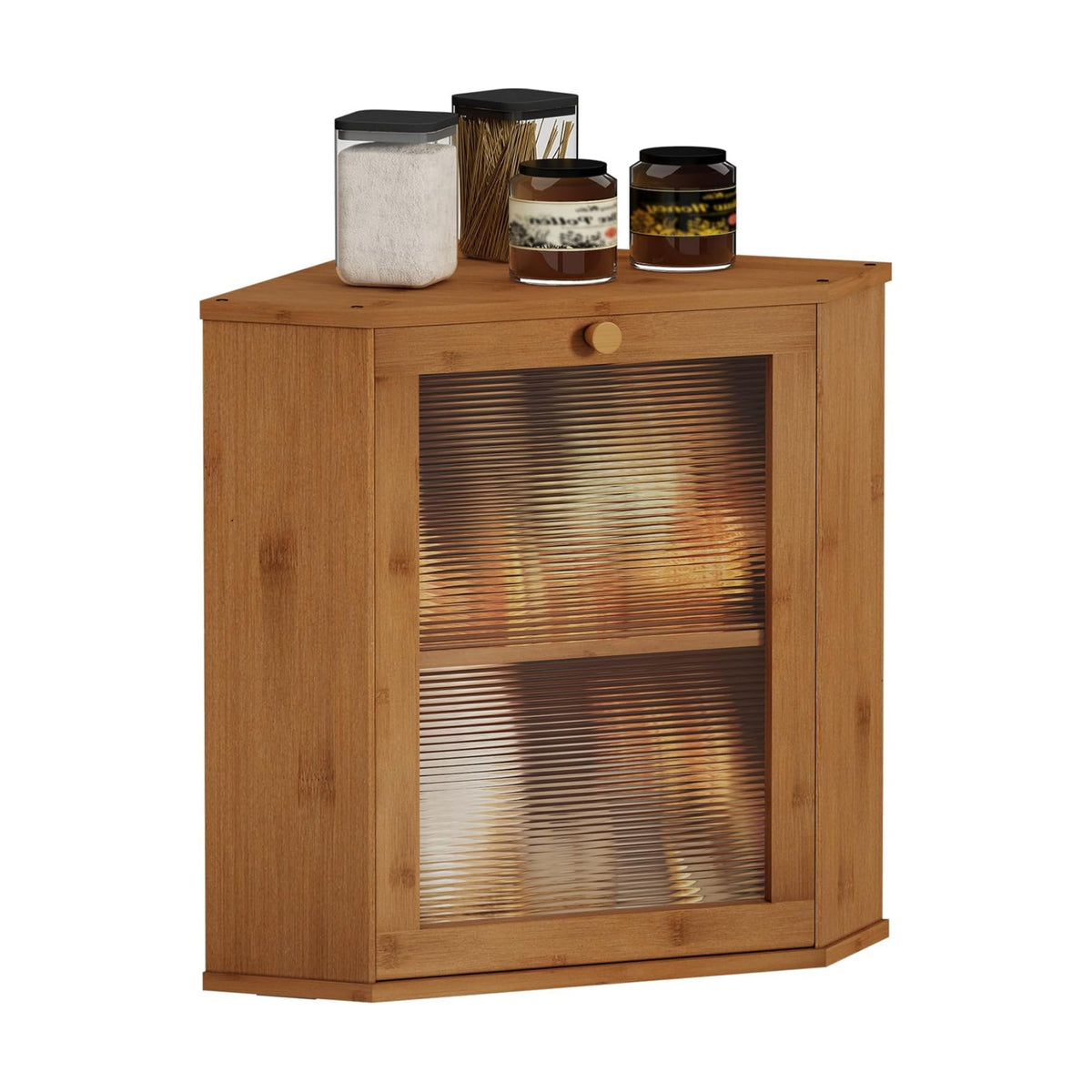 Bread Box for Kitchen Corner Countertop,Large Bread Basket (Brown, X-Large) | Double Layer Bamboo Bread Storage