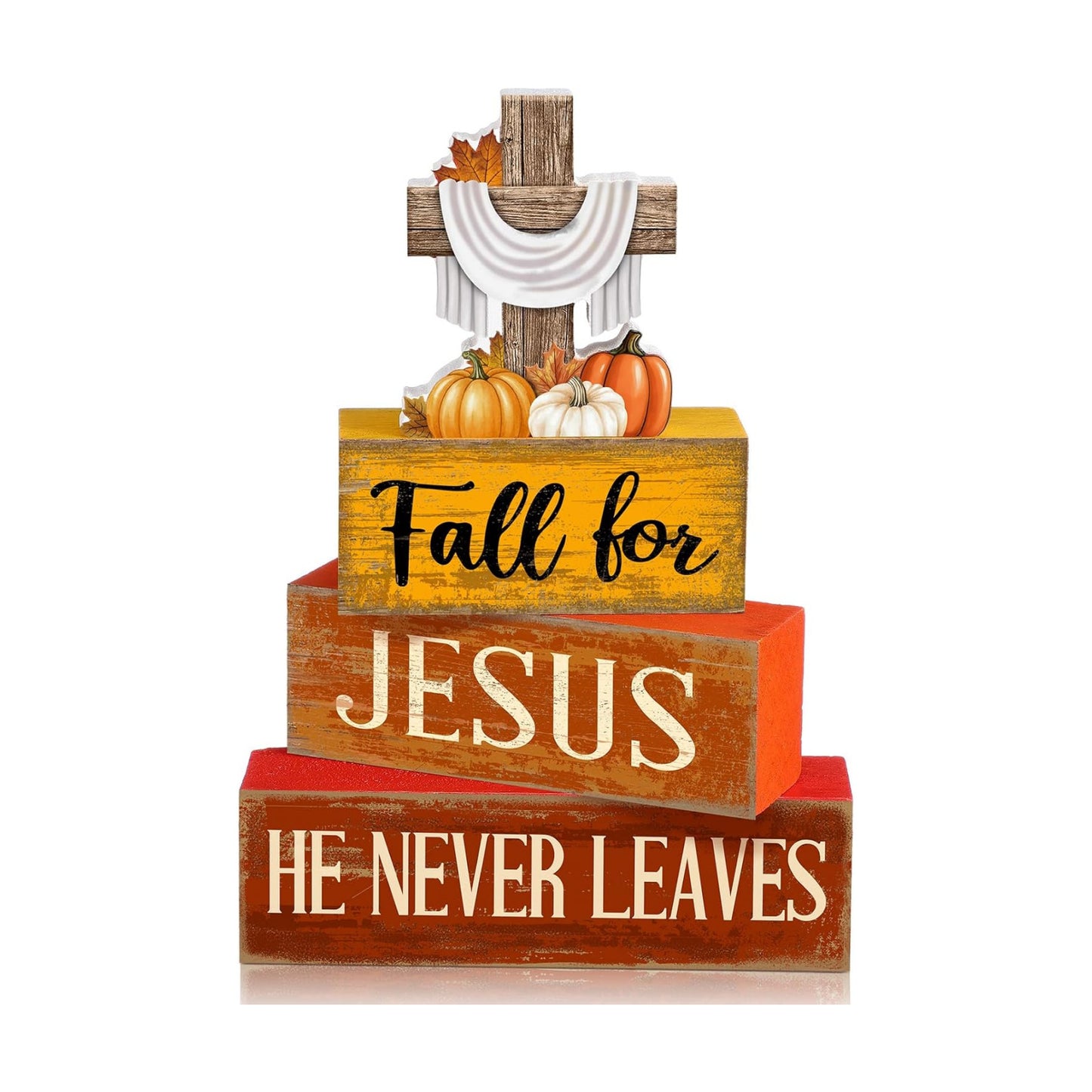 Lineshading 4 Pcs Fall Decoration For Home Fall Religious Wooden Signs