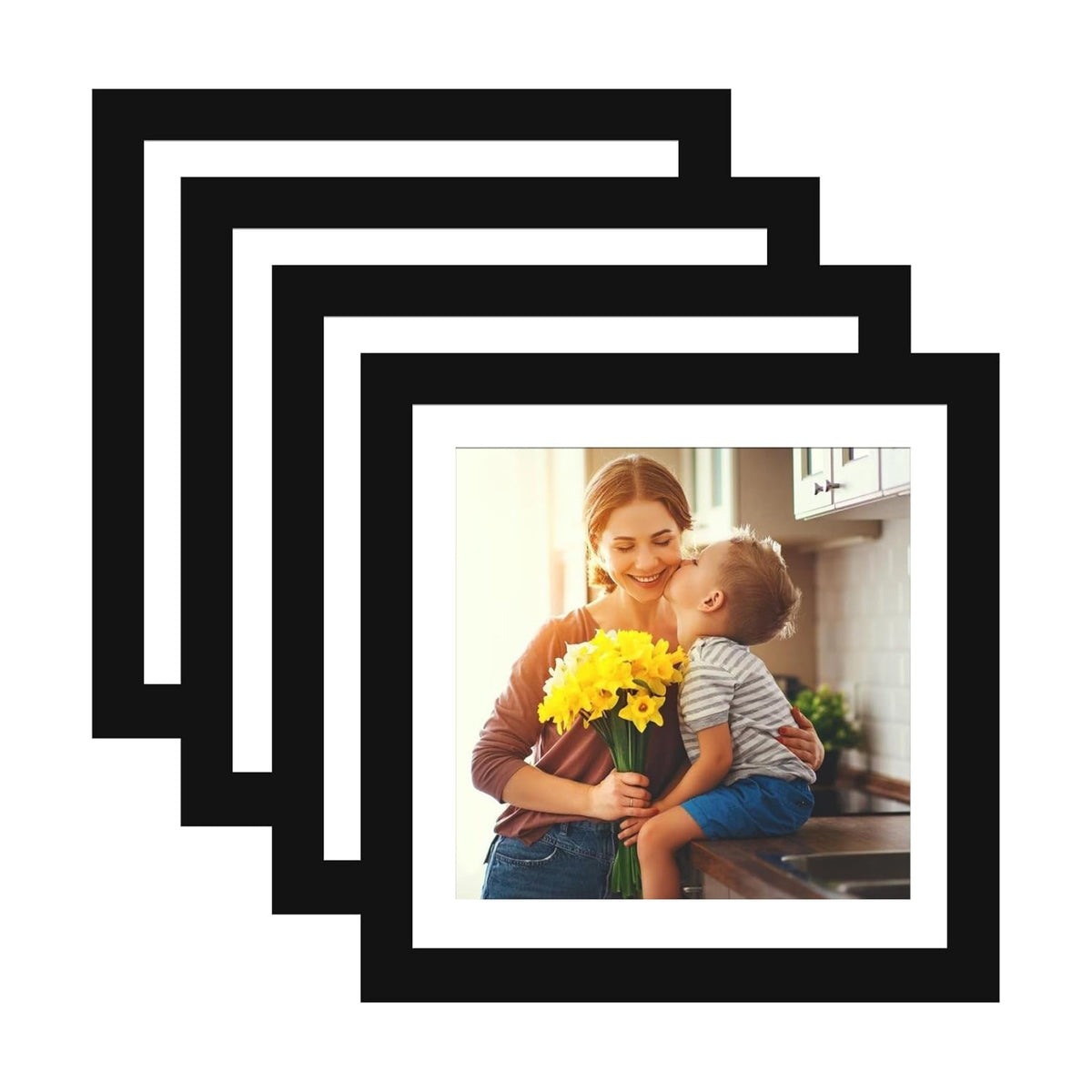 SESEAT 12x12 Picture Frame Set of 4 for Diamond Painting Art, Display Photo 10x10 or 12 x 12 Without Mat, Gallery Wall
