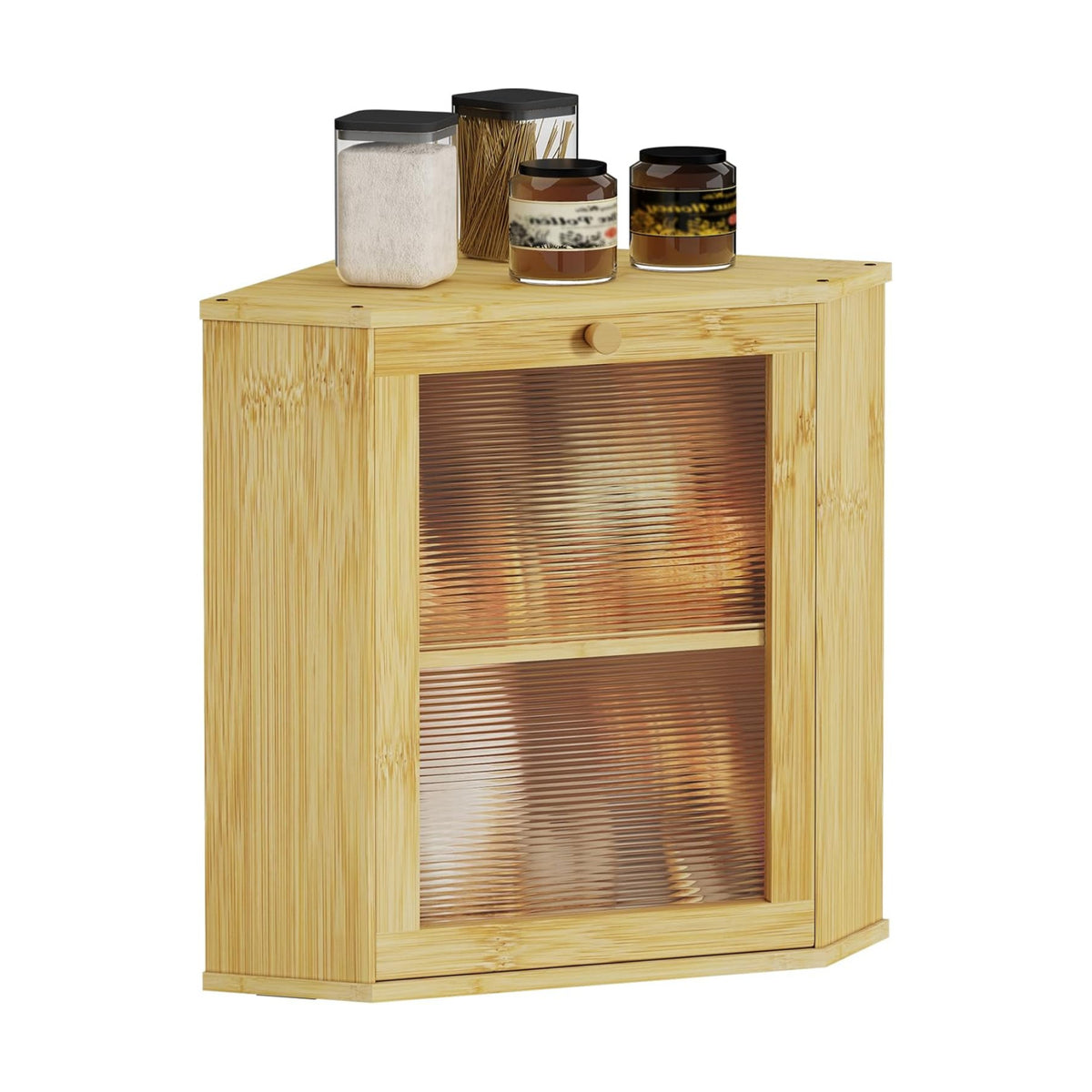 Bread Box for Kitchen Corner Countertop,Large Bread Basket(Natural,X-Large) | Double Layer Bamboo Bread Storage