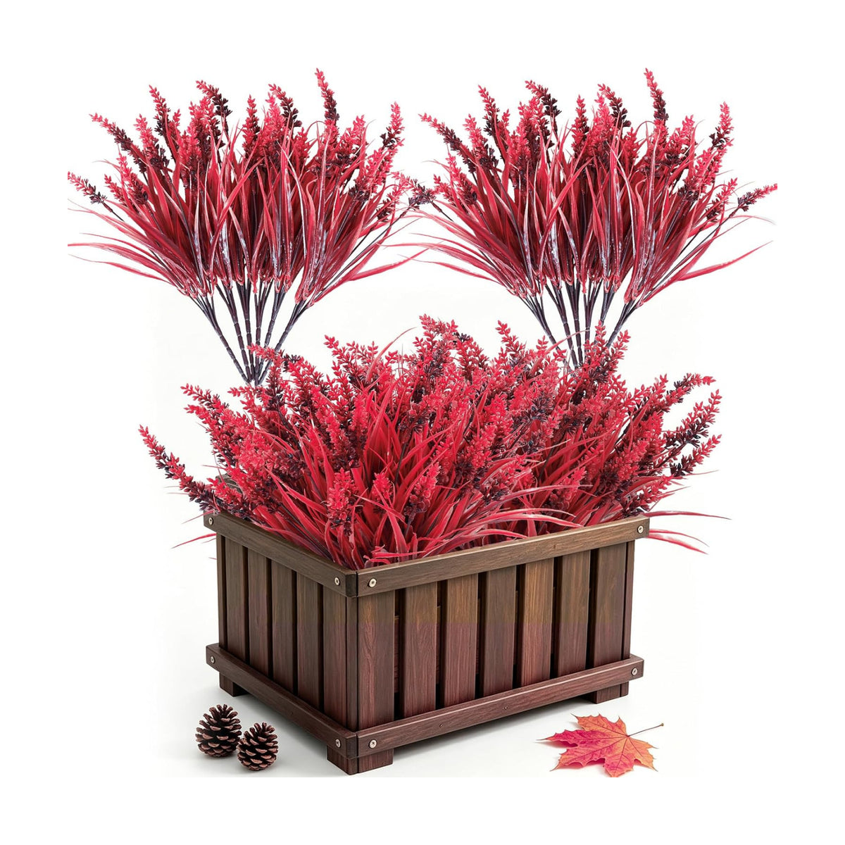 RECUTMS 12Pcs 14.6" Artificial Fall Flower Plants Outdoors Faux Greenery