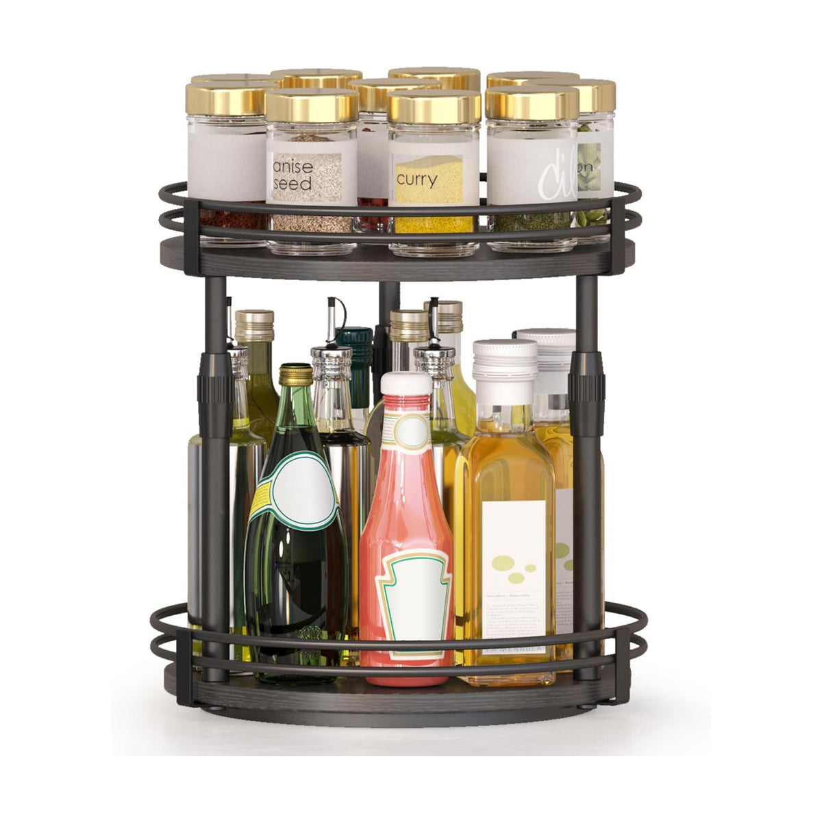 Across-Star Lazy-Susan-Organizer-Spice-Rack, Rotating Spice Organizer for Cabinet Pantry, Seasoning Holder Spice Shelf