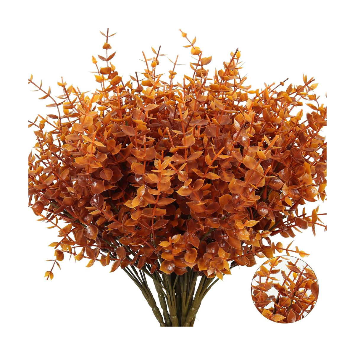 RECUTMS Fall Outdoor Decor Artificial Plant UV Resistant Faux Greenery Stem
