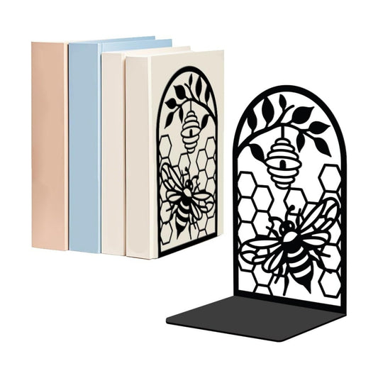 1 Pair Honeycomb Metal Decorative Bookend / Honey Bees