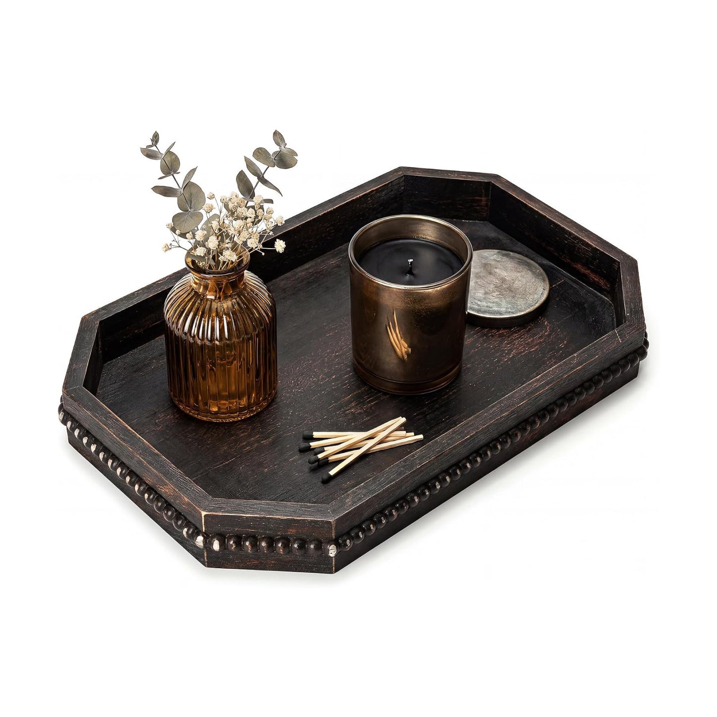 Rustic Decorative Tray / Distressed Black