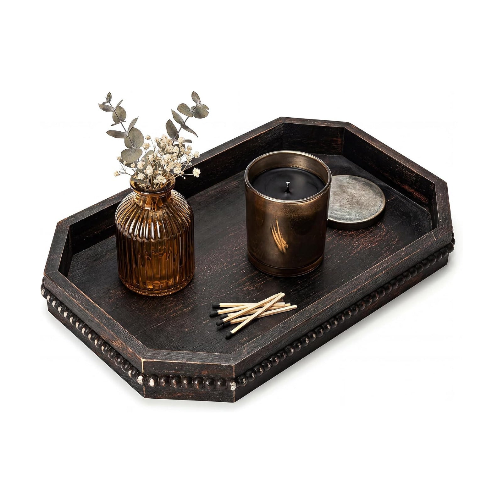 Rustic Decorative Tray / Distressed Black