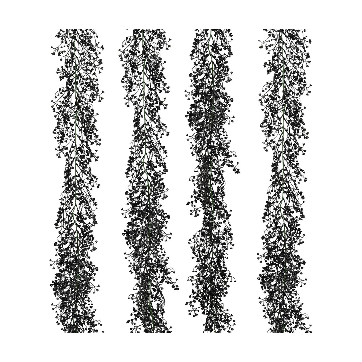 RECUTMS 4Pcs Artificial Black Wisteria Garland 5.6Ft Plastic Halloween Vine