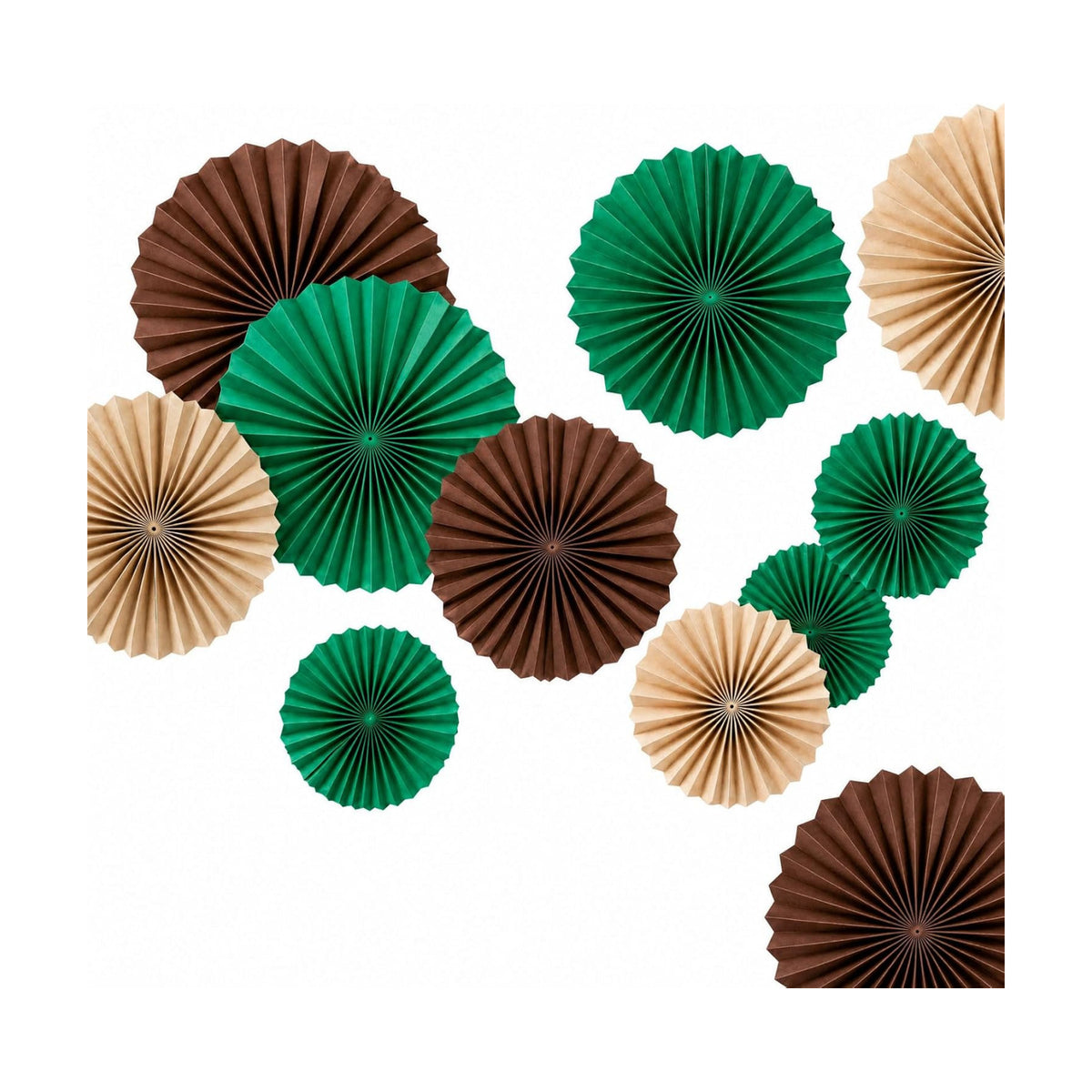 AimtoHome Green Brown Kraft Round Hanging Paper Fans 12 Pack