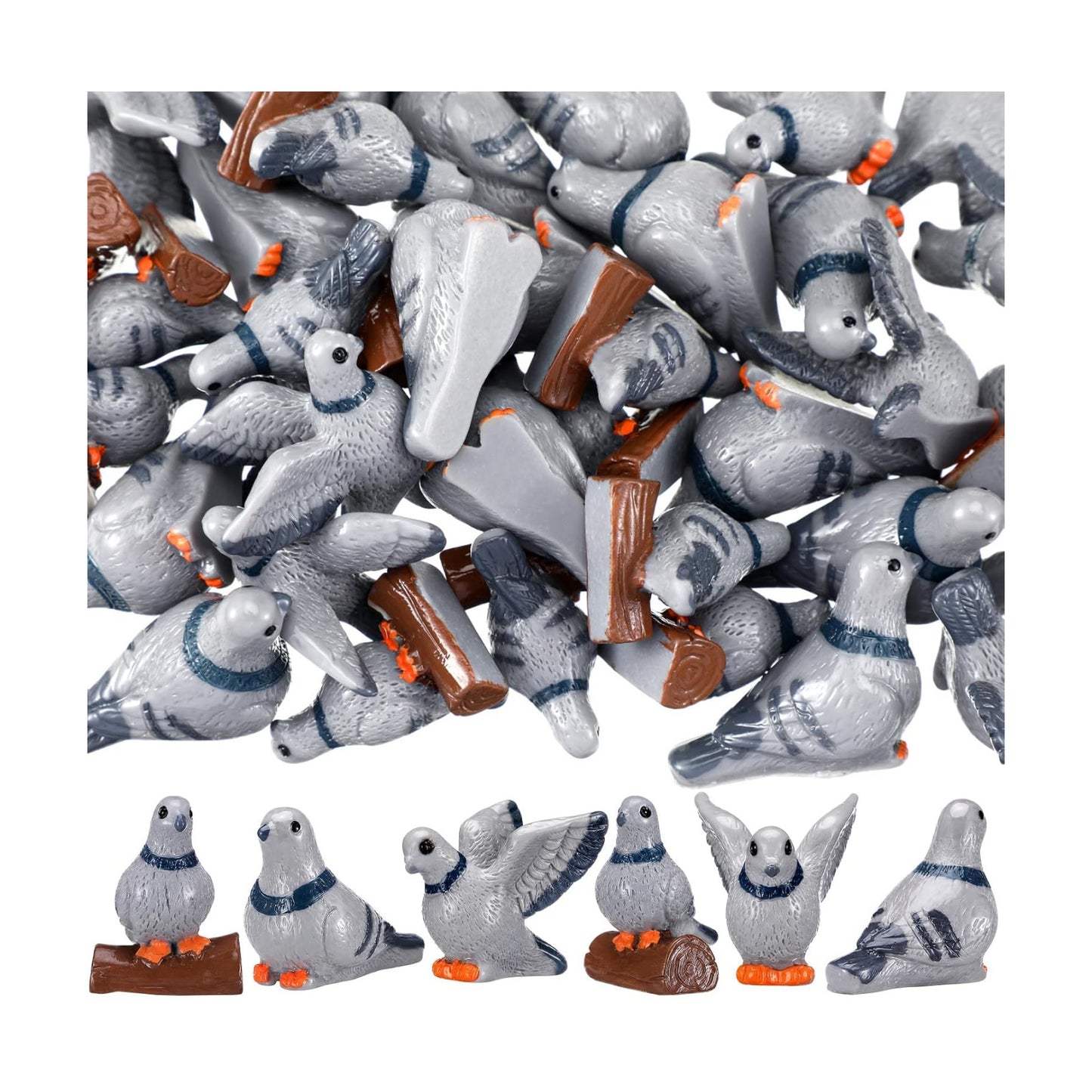 Tiny Resin Birds Statues Bulk Decorative Pigeons Figurines / Cute Pigeon / 1 Inch / Set of 50