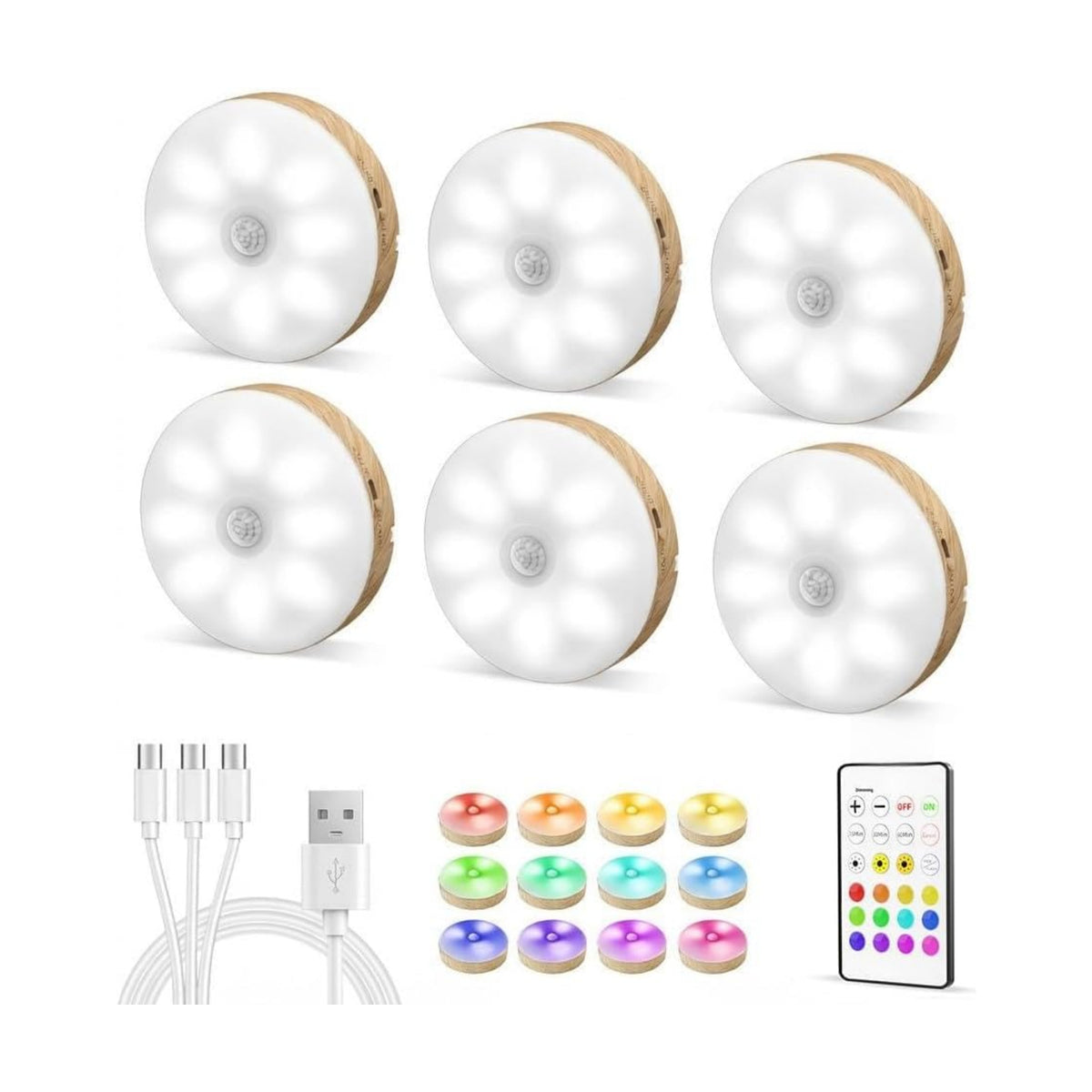 EZVALO Under Cabinet Lighting, 1000mAh Rechargeable Puck Lights with Remote, 3 Color Temps & 12 RGB Motion Sensor