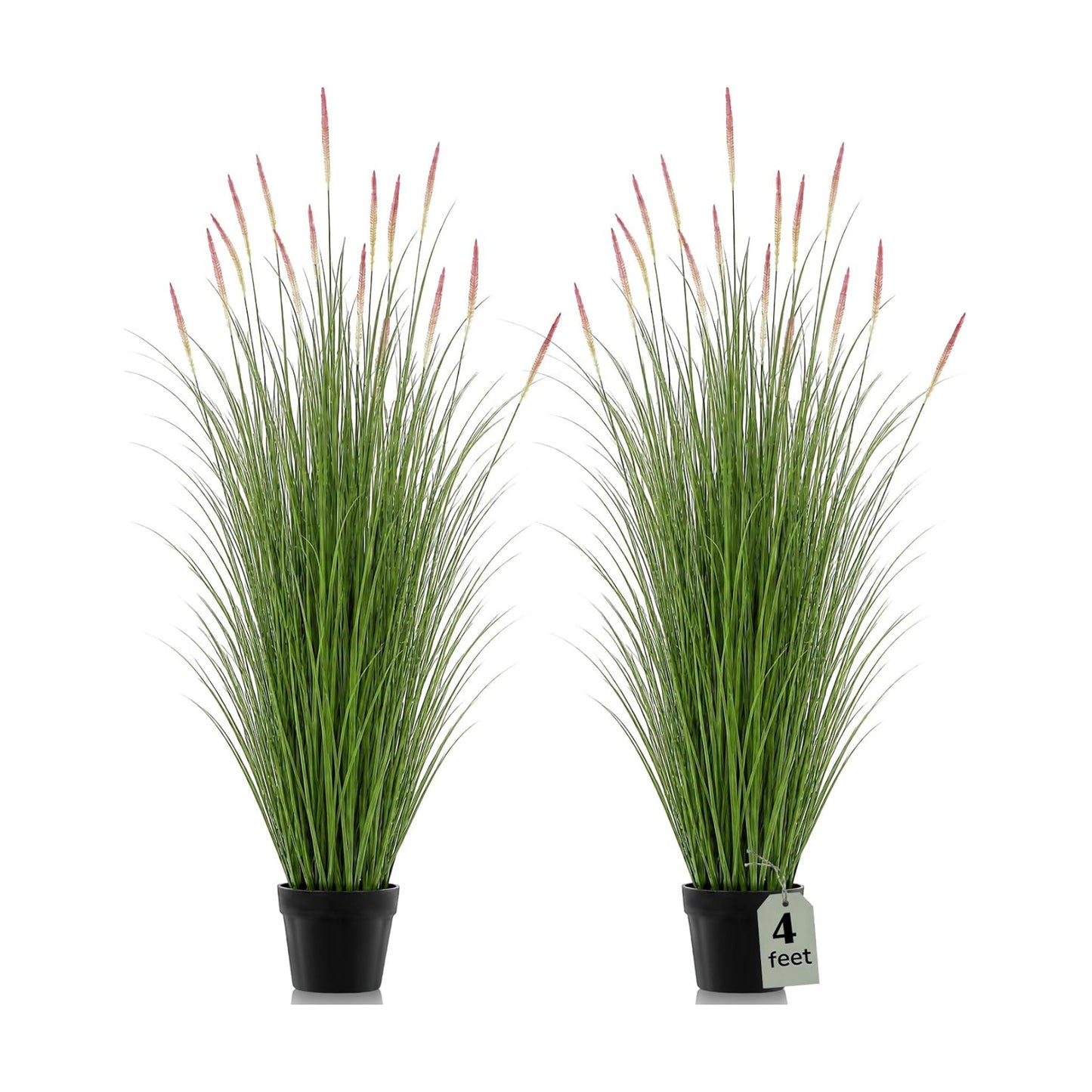 Tall Artificial Grass Plants Fake Horsetail Reed Grass Plant / 4 Ft / Purple Spikes / Set of 2