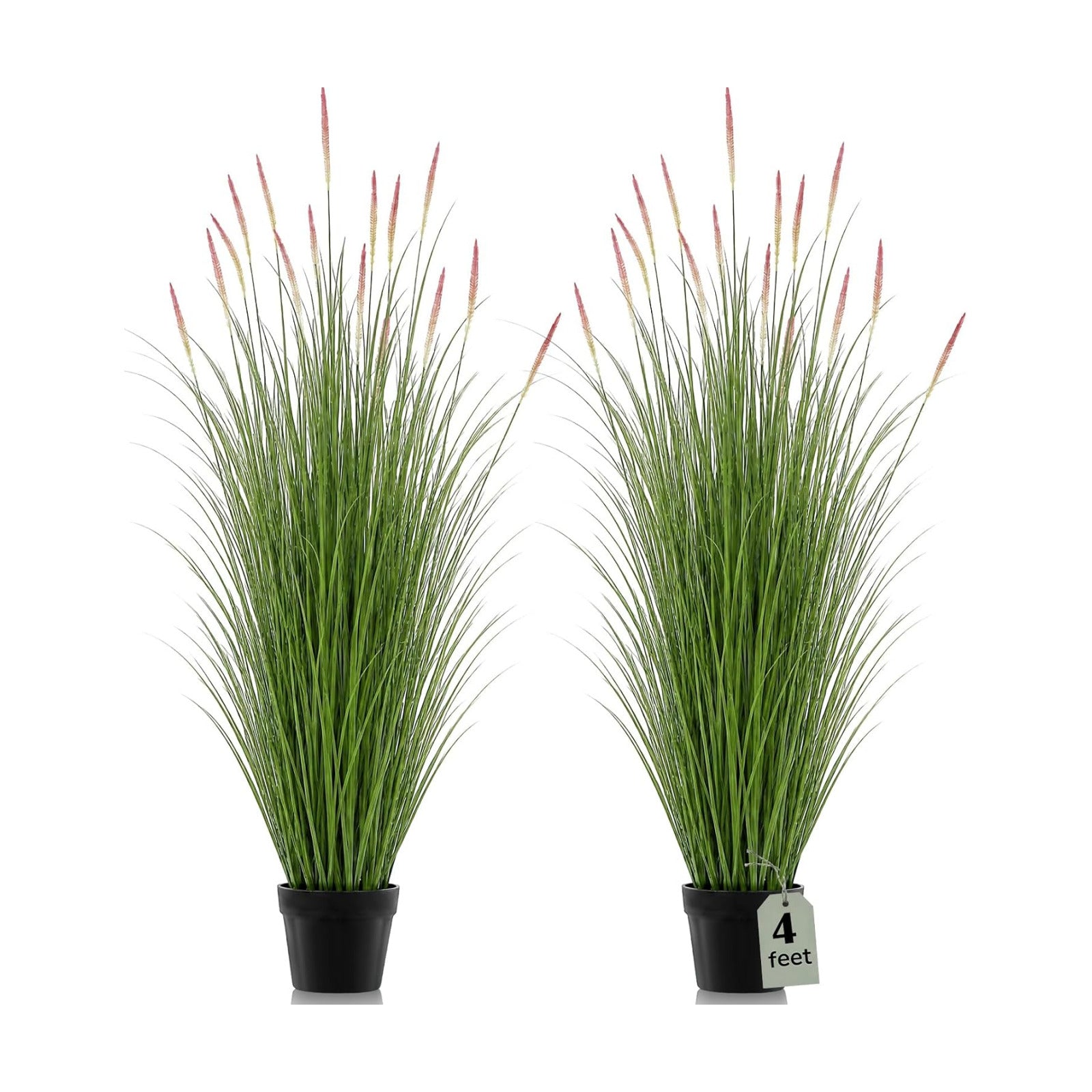 Tall Artificial Grass Plants Fake Horsetail Reed Grass Plant / 4 Ft / Purple Spikes / Set of 2