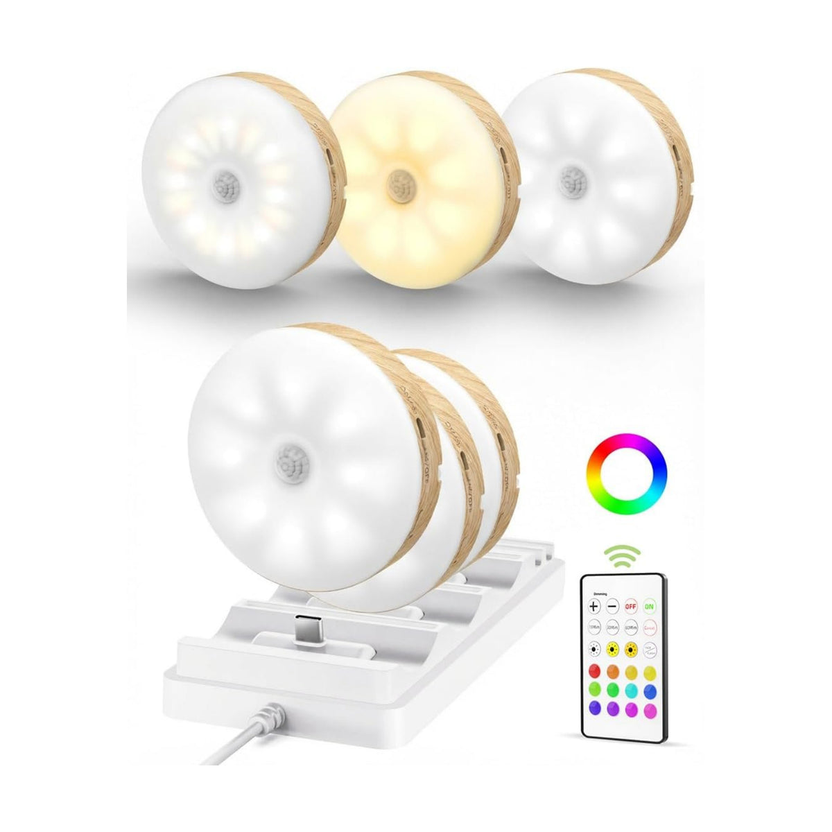 EZVALO Under Cabinet Lighting with Charging Station, 1000mAh Rechargeable Puck Lights with Remote, 3 Color Temps & 12
