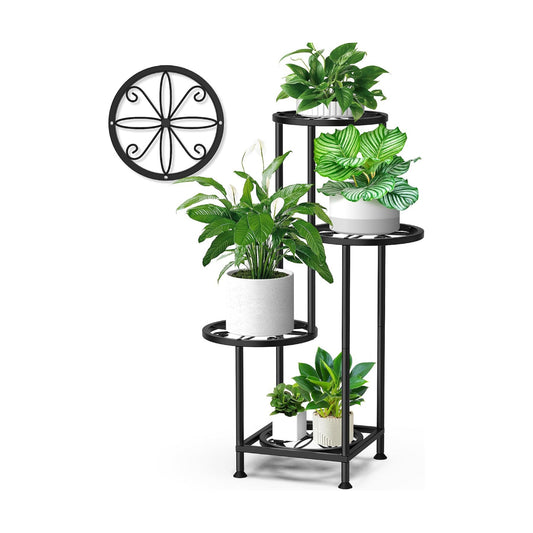 4 Tier Plant Stand Indoor Outdoor, Metal Flower Shelf Display Holder Corner | Multiple Plants Rack Tall Holder, Sturdy