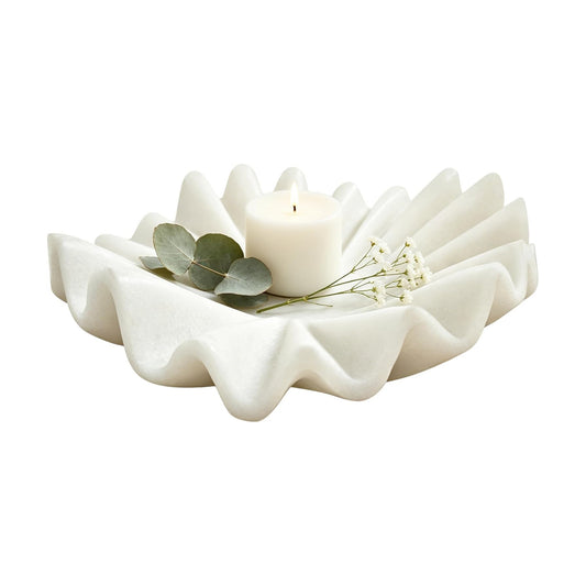 Modern Ruffled Wavy Design Centerpiece / White