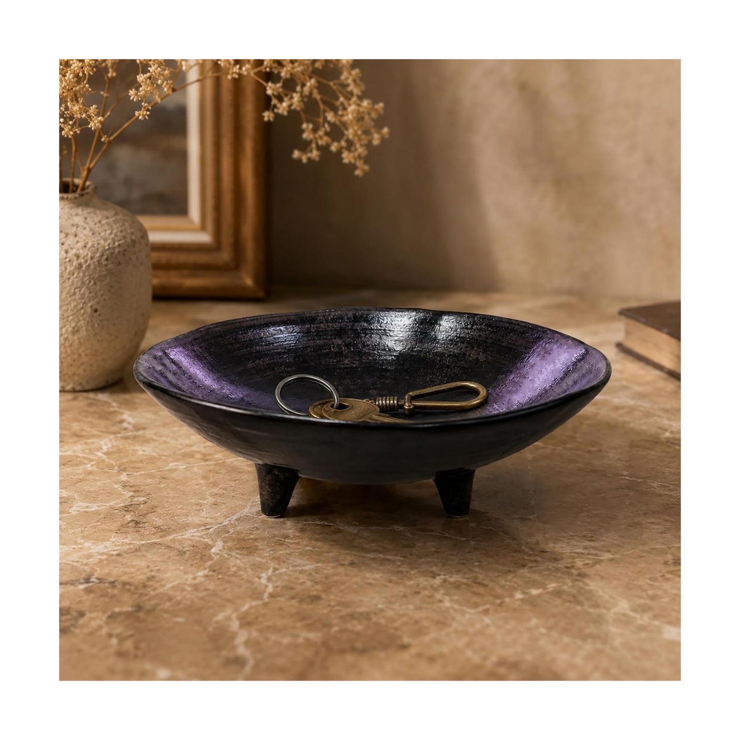 Vintage Round Trinket Tray / Black