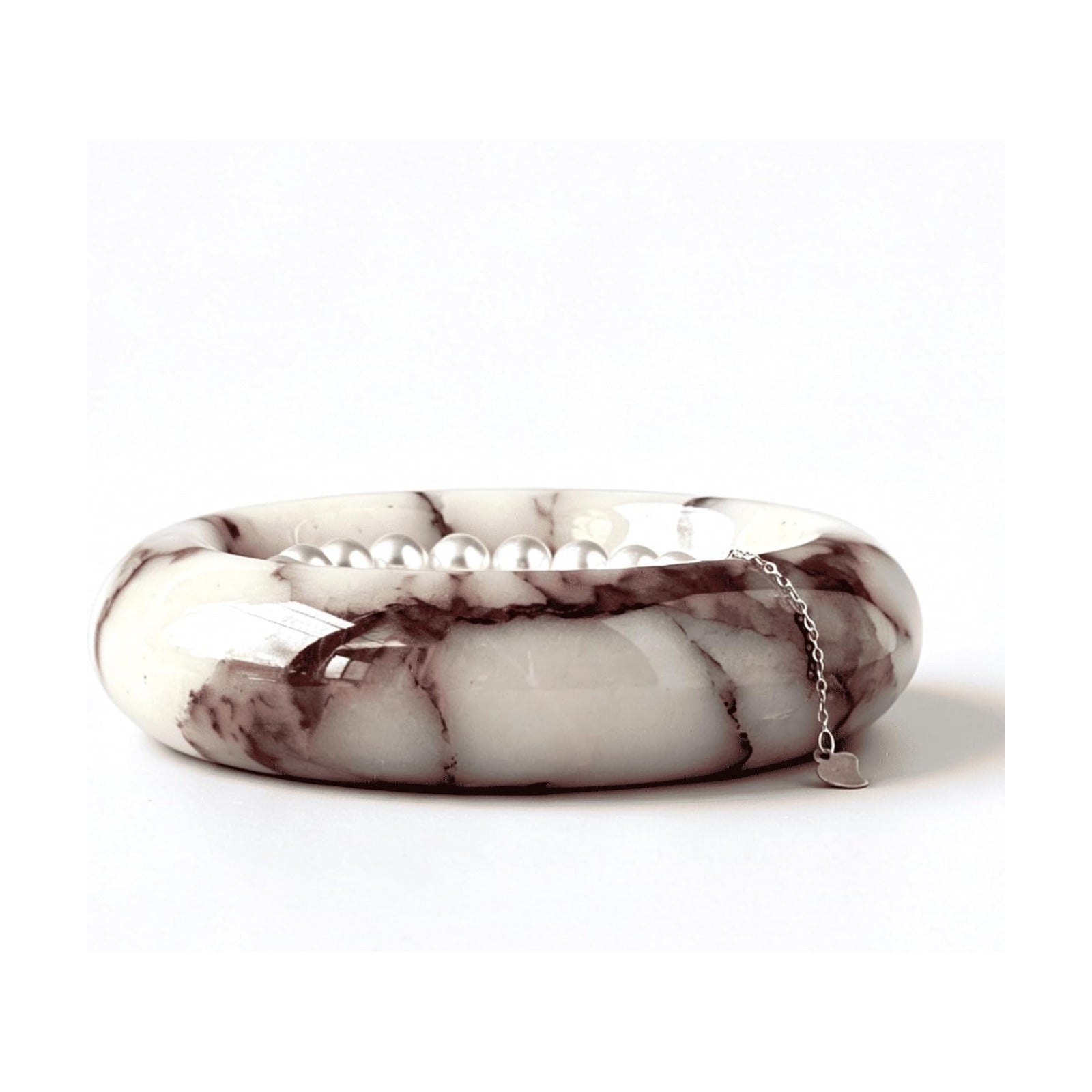 Small Round Decorative Stone Jewelry Tray for Rings & Earring / Natural / Set of 4