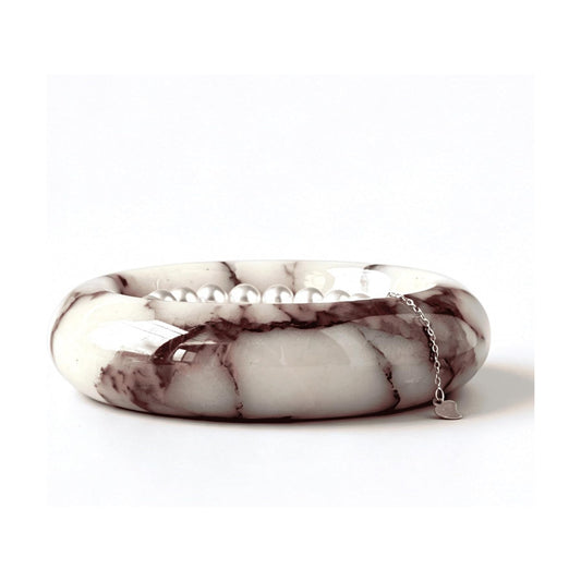 Small Round Decorative Stone Jewelry Tray for Rings & Earring / Natural / Set of 4