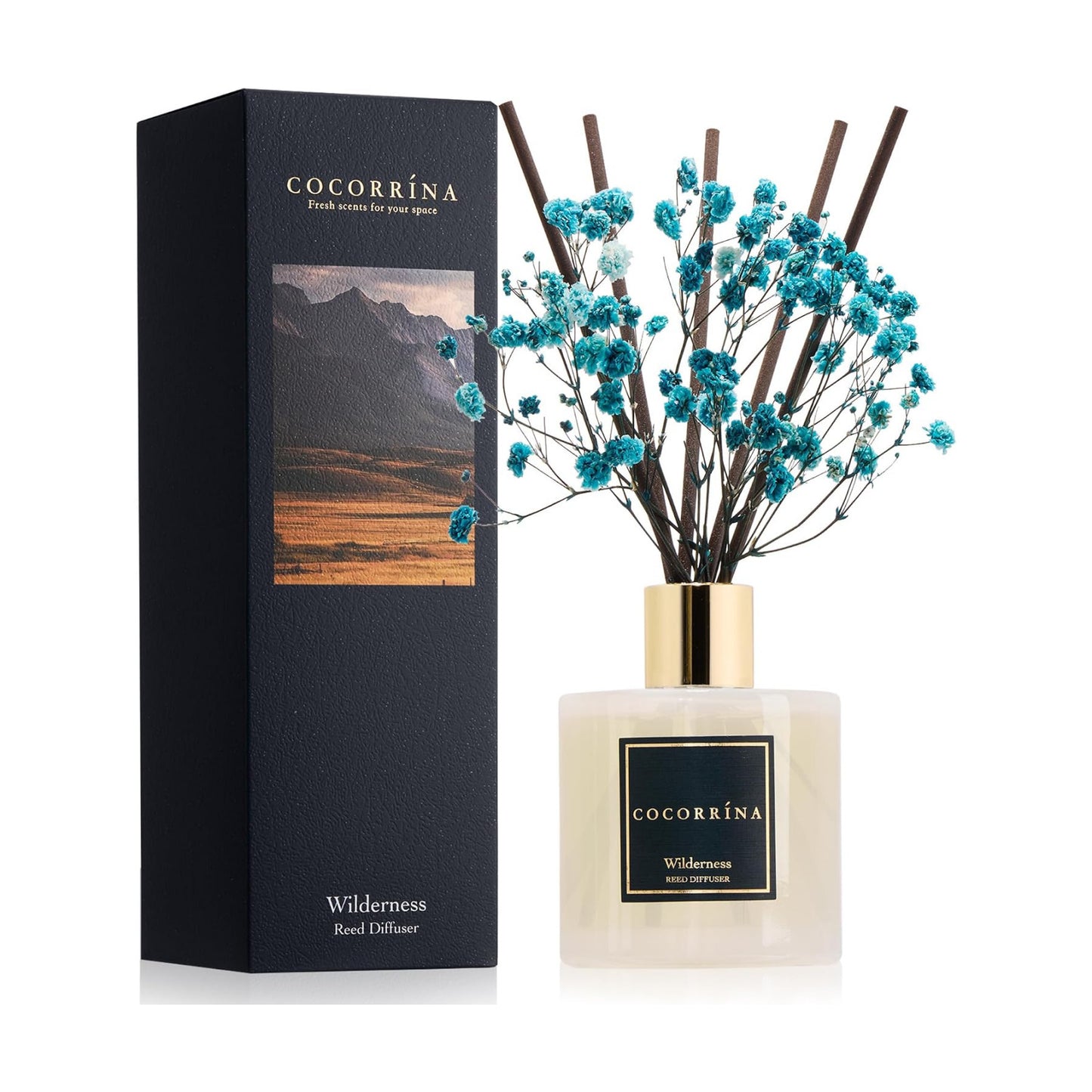 COCORRÍNA Reed Diffuser - Wilderness 6.7 fl oz Scented Diffuser with 8 Sticks Home Fragrance Reed Diffuser for Bathroom