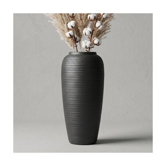 Matte Black 12.6" Ceramic Vase / Matte Black - 12.6" Tall