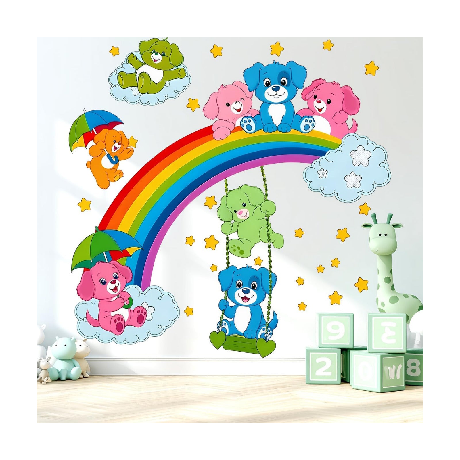 Cheerful cartoon bear wall decal