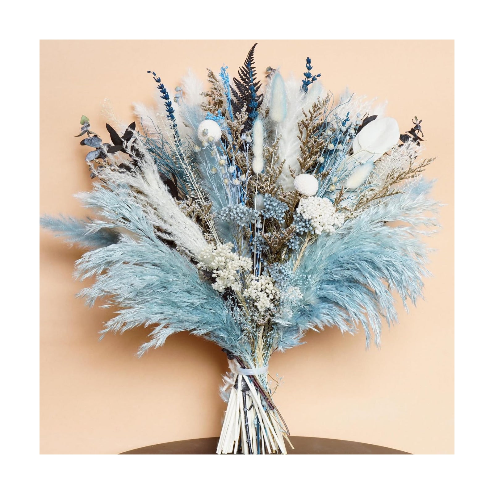 Dried Flowers / Eucalyptus & Reeds Bouquet for Boho Rustic Home Decor / Light Blue