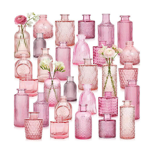 Pink Glass Bud Vases / Pink Series / Set of 30