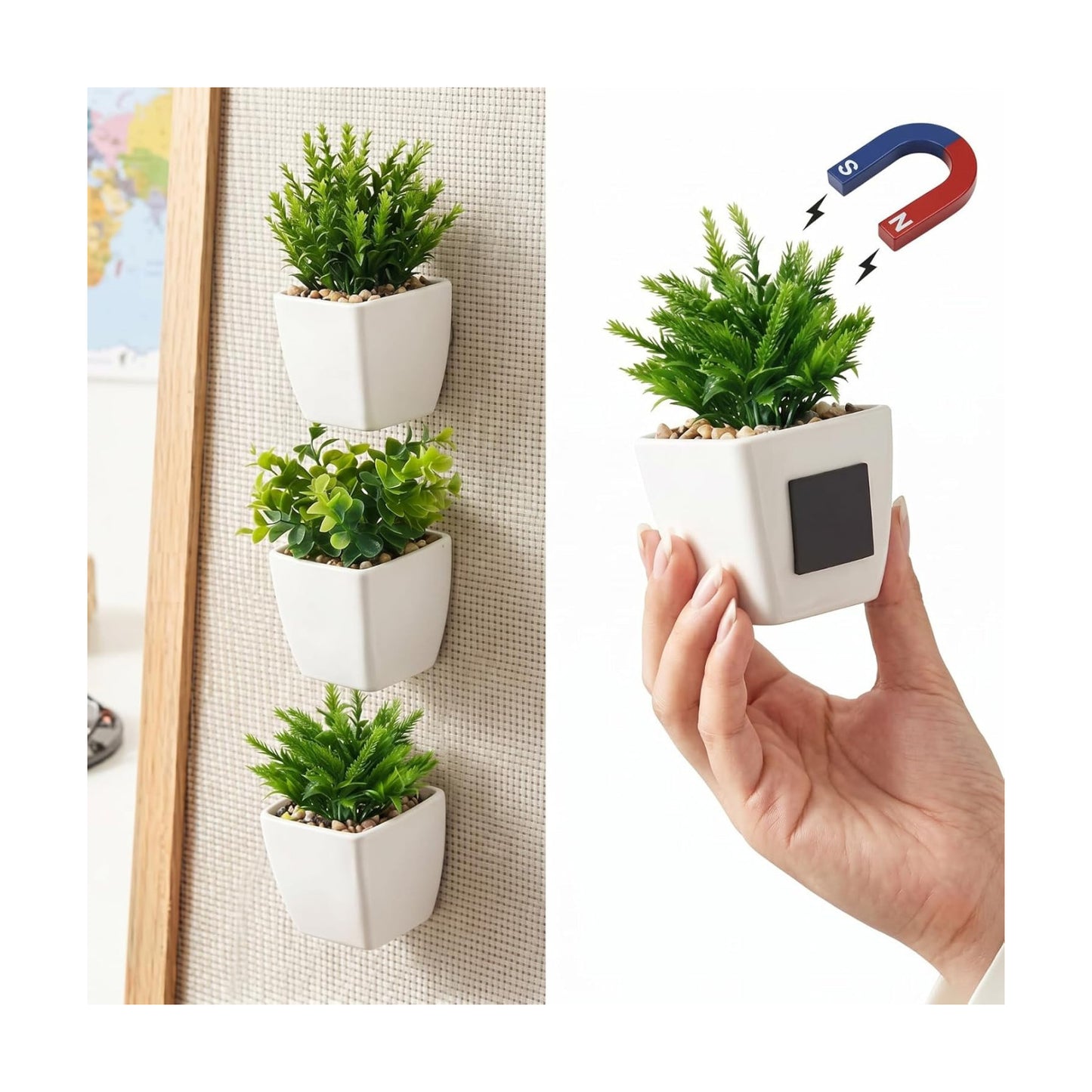Magnetic Plants Classroom Decor Artificial Potted Potted Mini Fake Plants / Greenery / Set of 3