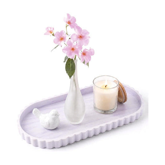 Silicone Bathroom Tray / Marble White Purple / 12 x 5.3 x 0.8