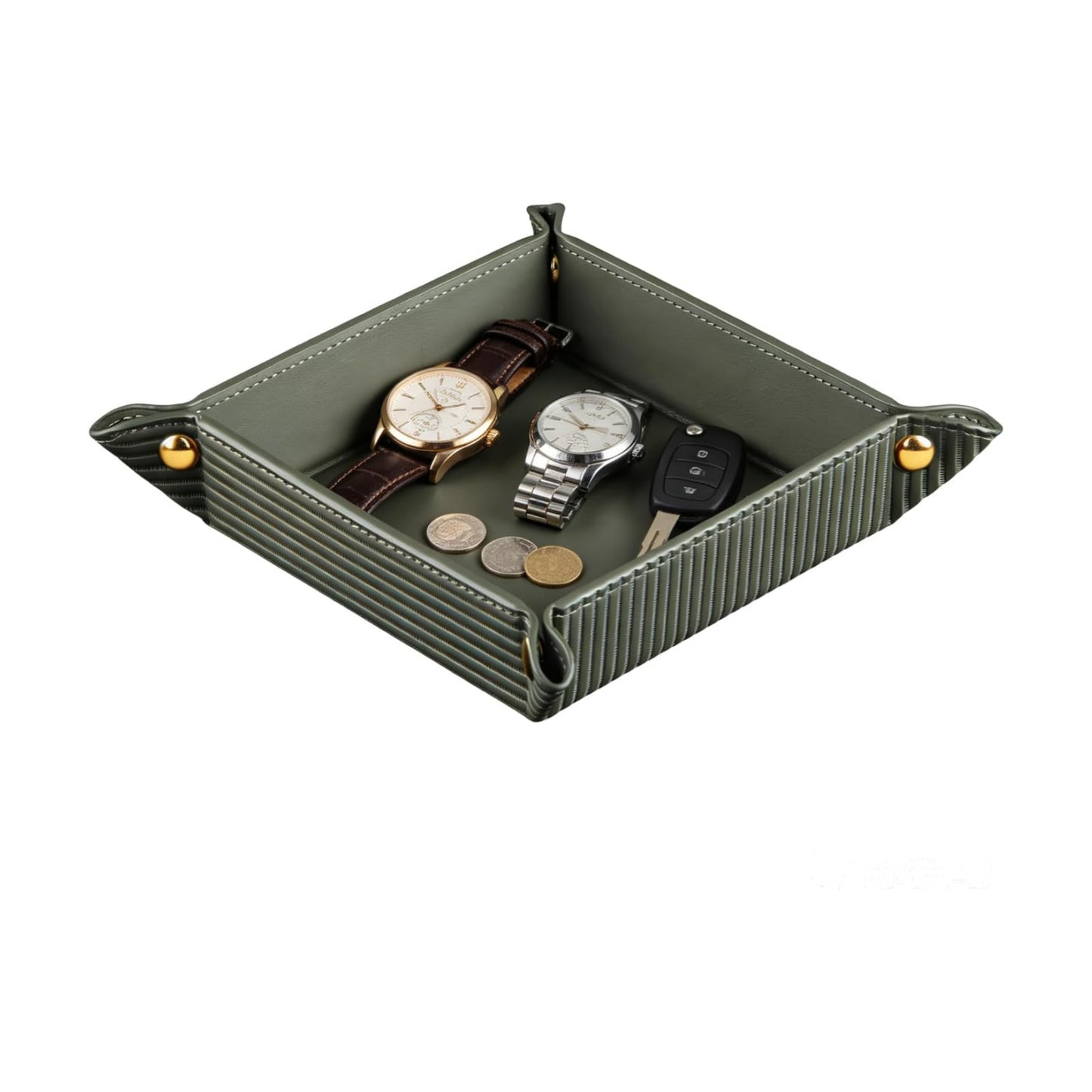 Light Valet Tray for Men / Green Rome